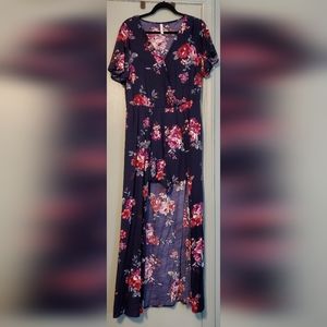 Floral print romper dress